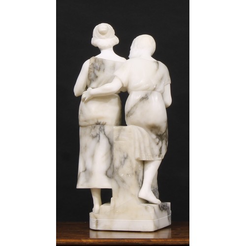 1962 - Guglielmo Pugi (Italian, 1850-1915), a marble and alabaster figure group, as a courting couple, insc... 