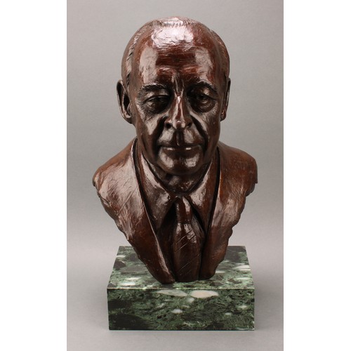 2552 - R Jimenez? (20th century), a brown patinated bronze bust, portrait of Leonard Cohen, signed in the m... 