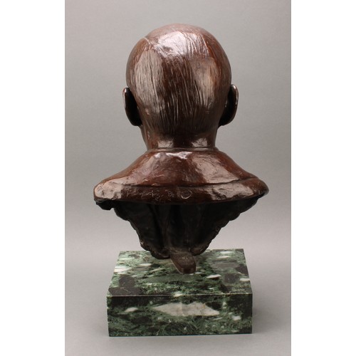 2552 - R Jimenez? (20th century), a brown patinated bronze bust, portrait of Leonard Cohen, signed in the m... 