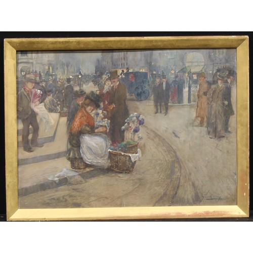 573 - Lance Thackeray (1869-1916)
The Flower Seller
signed, watercolour, 49.5cm x 68.5cm