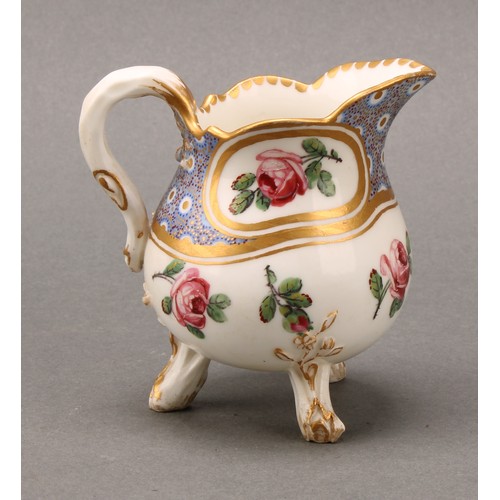 267 - A Sevres baluster cream jug, painted with roses, gilt borders, rustic branch feet, 8cm high, interla... 