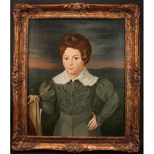 331 - English School (early 20th century) Portrait of a Seventeenth Century Boy  indistinctly signed, date... 