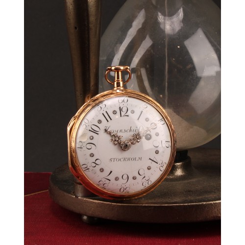 1157 - An 18th Century Swedish 18ct gold open-face pocket watch by J Hovenschiold, Stockholm, circa 1780, n... 