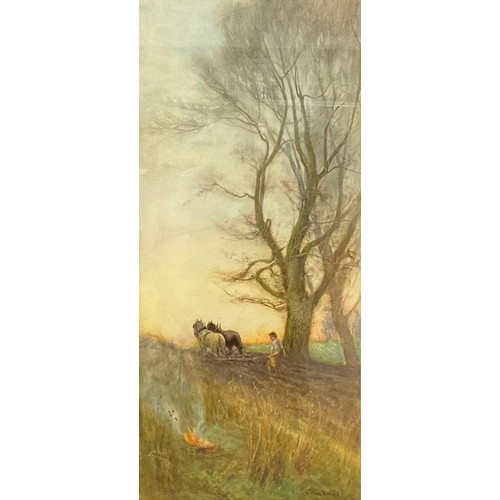 397 - William Tatton Winter, RBA, (1855-1928)
Autumn Ploughing
signed, watercolour, 73cm x 33cm

(Labels t... 