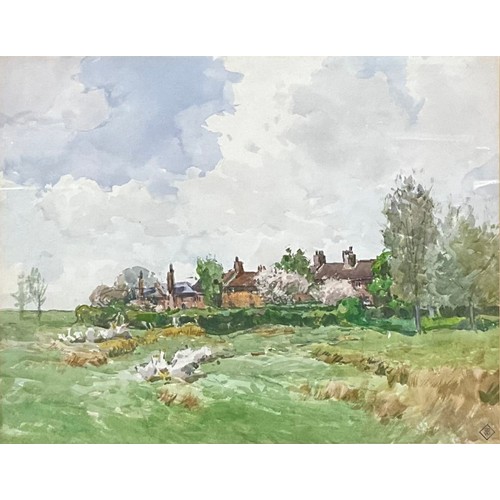 405 - William Tatton Winter, RBA, (1855-1928) 
A Farmyard In Spring, Burgh Heath
signed with artist’s mono... 