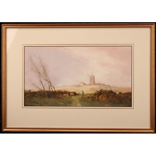 411 - William Tatton Winter, RBA, (1855-1928), 
Mill on Reigate Heath, 
signed, watercolour, 24cm x 42.5cm... 