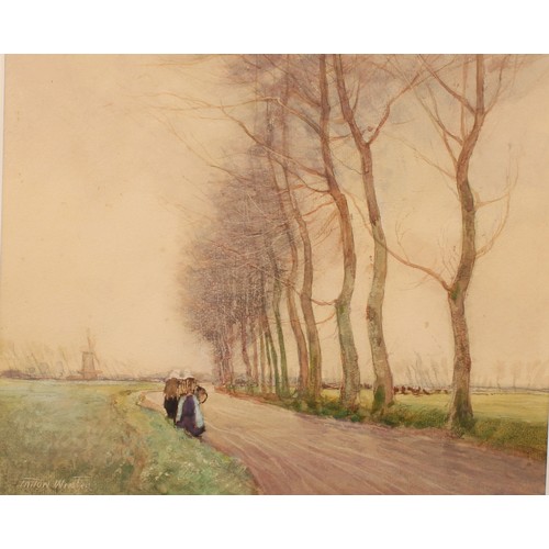 416 - William Tatton Winter, RBA, (1855-1928)
A Pastoral Dutch Landscape, with figures, and a windpump
sig... 