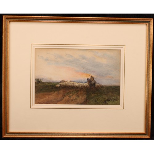 420 - William Tatton Winter, RBA, (1855 - 1928), 
Returning to the Fold, 
signed, watercolour, 19cm x 29cm... 