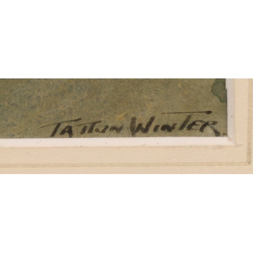 427 - William Tatton Winter, R.B.A., (1855 - 1928), By the Cottage Door, signed, watercolour, label to ver... 