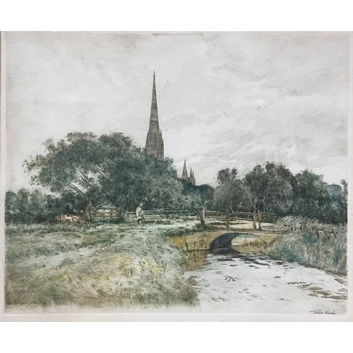 443 - William Tatton Winter, R.B.A., (1855 - 1928), by and after, two Coloured engravings, ‘Salisbury Cath... 