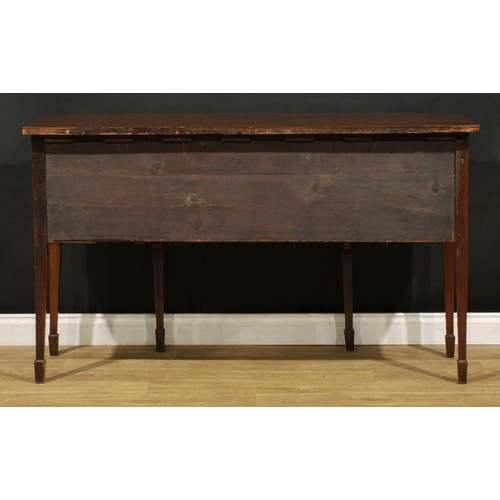 2093 - A 19th century mahogany sideboard or serving table, slightly oversailing top above a frieze drawer a... 