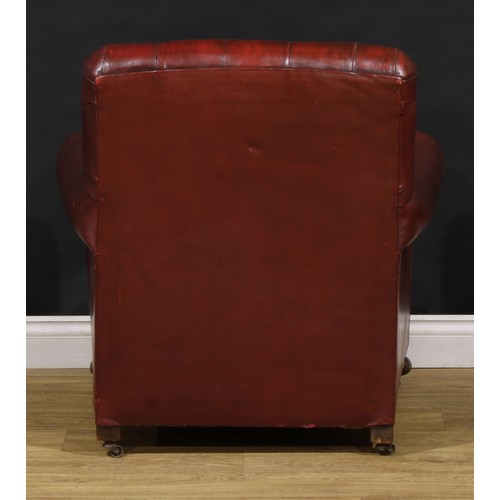 1508 - An Art Deco period club armchair, stuffed-over button-back upholstery, 82cm high, 81cm wide, 75cm de... 