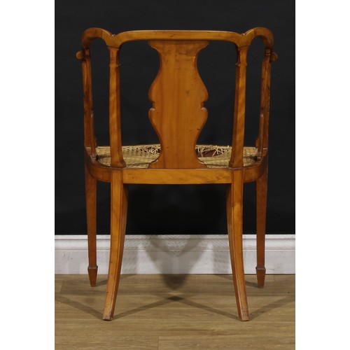 2493 - A pair of Sheraton Revival painted satinwood library chairs, 81cm high, 53.5cm wide, 44cm deep, c.18... 