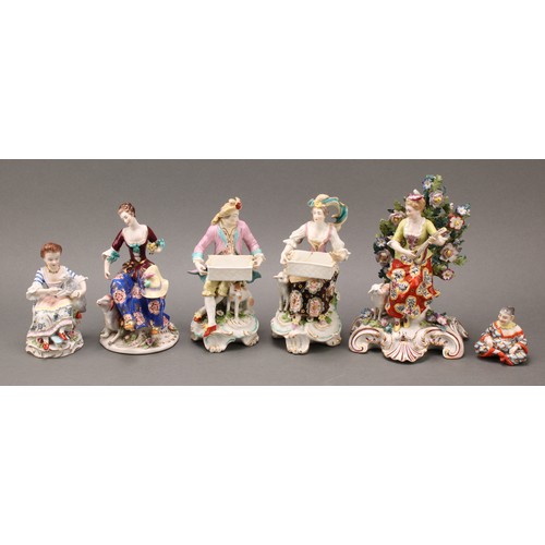 256 - A pair of Samson Paris porcelain figures, of a shepherd and shepherdess, each holding a rectangular ... 