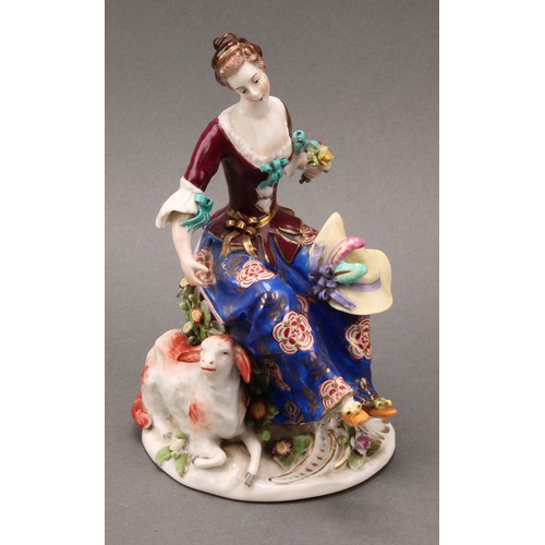 256 - A pair of Samson Paris porcelain figures, of a shepherd and shepherdess, each holding a rectangular ... 