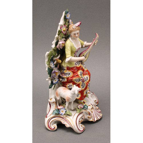 256 - A pair of Samson Paris porcelain figures, of a shepherd and shepherdess, each holding a rectangular ... 