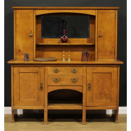 1512 - An Arts & Crafts oak dog kennel sideboard, by Christopher Pratt & Sons, Bradford (fl.1850-c.1920), b... 