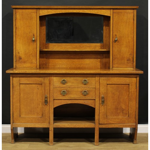 1512 - An Arts & Crafts oak dog kennel sideboard, by Christopher Pratt & Sons, Bradford (fl.1850-c.1920), b... 