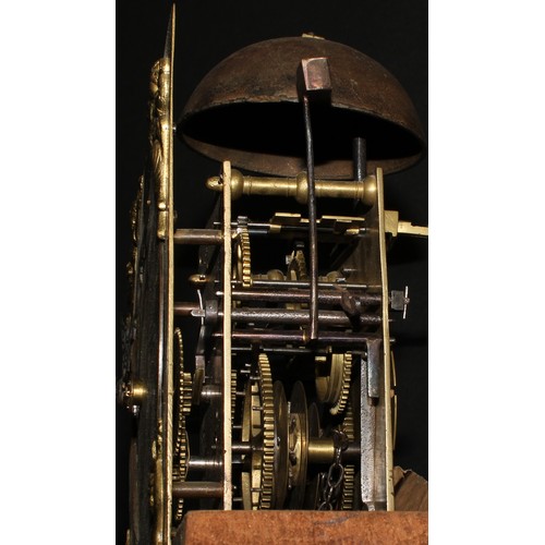 2417 - A George III oak longcase clock, 25.5cm square brass dial inscribed John Wilks, Roman numerals, the ... 