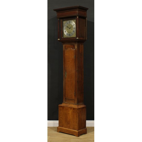 2421 - A George III oak longcase clock, 31cm square brass dial inscribed William Hickman, Stamford, Roman n... 