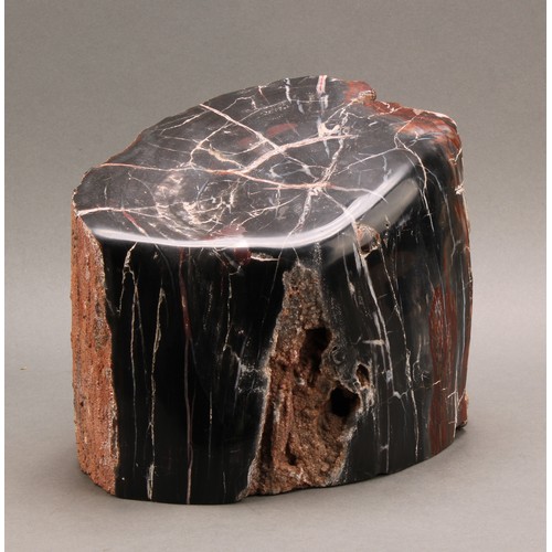 2565 - Palaeoxylology - a fragmentary stump of petrified or fossilised wood, 21cm high, 25cm wide, 17.5cm d... 