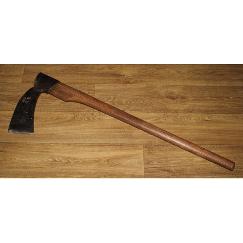 1876 - A Belgian long axe, the cheek stamped POLET BORSBEKE 2 1/2, 100cm long