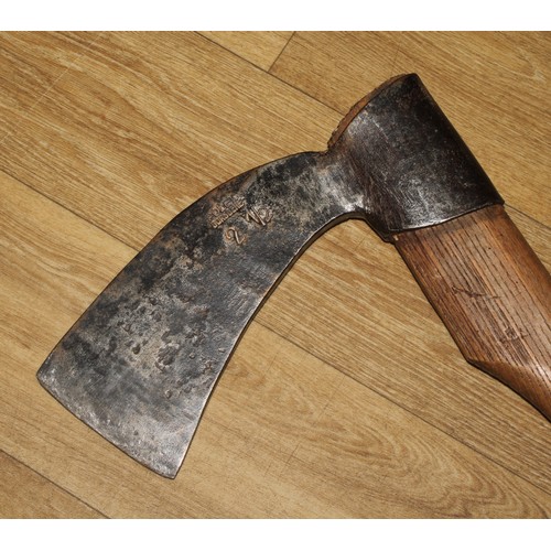 1876 - A Belgian long axe, the cheek stamped POLET BORSBEKE 2 1/2, 100cm long