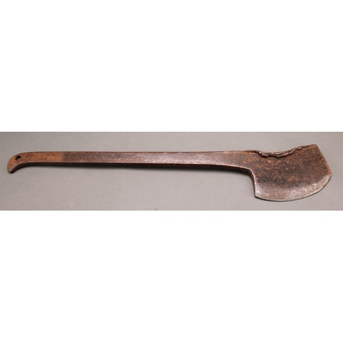 1877 - A late 19th/early 20th century iron butcher’s hog splitter or cleaver axe, 56cm long