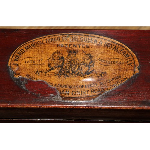 1947 - A Victorian mahogany gout stool, by John Ward (fl.1845-1903), bearing fragmentary label printed J. W... 