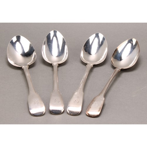 804 - A George IV silver tablespoon, 22cm long, John Hawkins, London 1822; others, William Chawner II, Lon... 