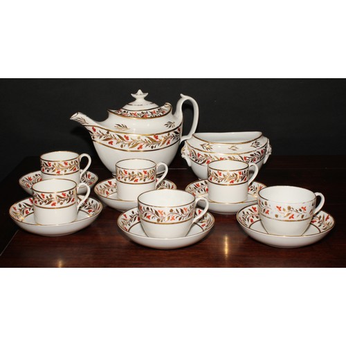 76 - A John Rose Coalport part tea and coffee service, comprising boat shaped teapot and cover, sugar bas... 