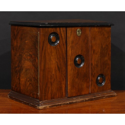 2443 - A Victorian walnut table-top stationery compendium, hinged cover and doors enclosing a perpetual cal... 