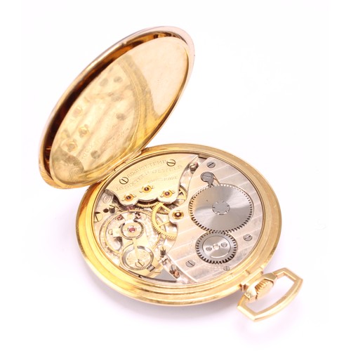 1150 - A Movado Esperanto 1930's Art Deco 18ct gold engraved pocket watch, retailed by Sorley Glasgow, silv... 