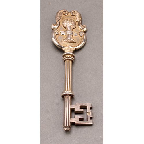 1091 - Copoclephily - an Edwardian silver presentation key, Presented to Mr Thomas Killon, JP, Chairman of ... 