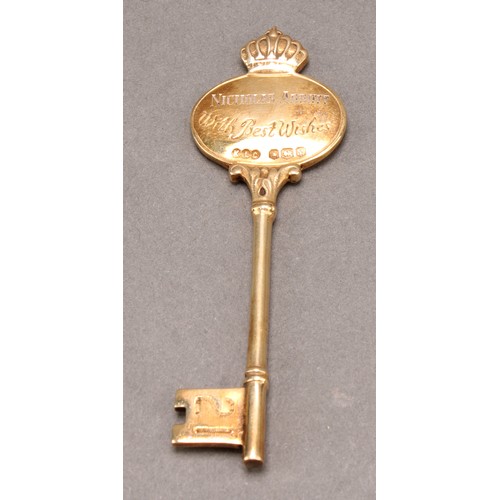 1083 - Copoclephily - a George V silver-gilt and enamel presentation key, ...On the Opening of the Torquay ... 