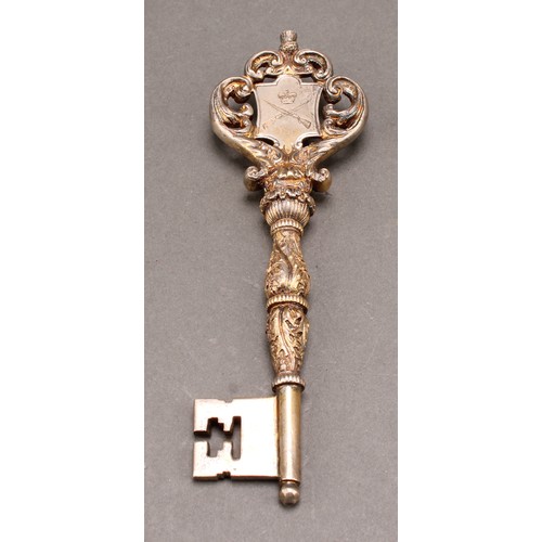 1099 - Copoclephily - Military Interest - a Victorian Scottish silver-gilt presentation key, Presented to M... 