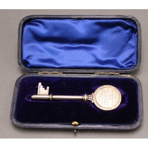 1092 - Copoclephily - an Edwardian silver presentation key, Wesleyan Church, Blackburn Rd, Darwen, Opened 5... 