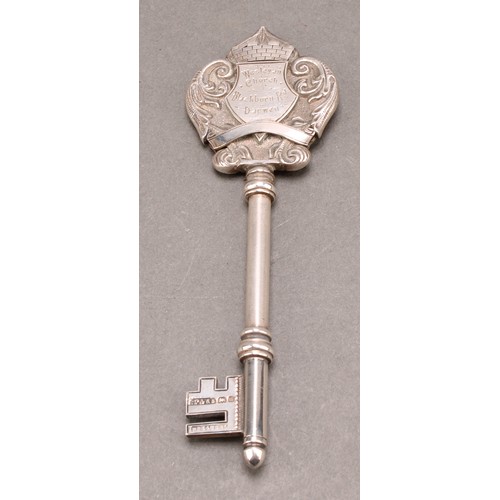 1092 - Copoclephily - an Edwardian silver presentation key, Wesleyan Church, Blackburn Rd, Darwen, Opened 5... 