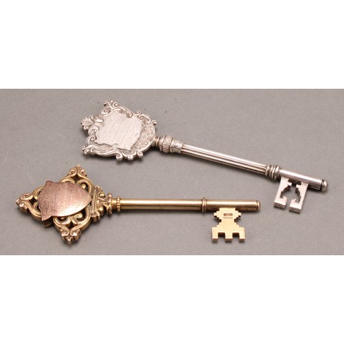 1094 - Copoclephily - an Edwardian silver-gilt presentation key, Lancashire & Cheshire Band of Hope Tempera... 