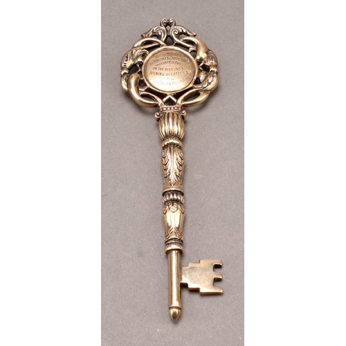 1081 - Copoclephily - a George V Scottish silver-gilt presentation key, To John Train Esq, JP, 1st November... 