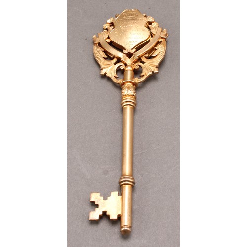 1093 - Copoclephily - an Edwardian silver-gilt and enamel presentation key, The Order of the Sons of Temper... 