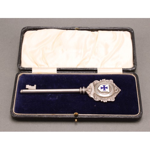 1100 - Copoclephily - Military Interest - an Edwardian silver and enamel presentation key, Presented to Sam... 