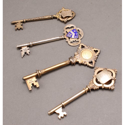 1082 - Copoclephily - a George V silver and enamel presentation key, Latymer Upper School, To Prof Stiles o... 