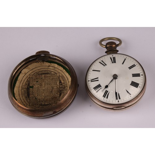 1148 - A George IV silver pair case pocketwatch, the movement signed William Mawkes Derby, 4494, white enam... 