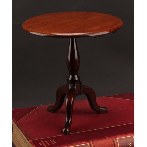 2351 - Miniature Furniture - a Victorian mahogany and oak tripod occasional table, circular tilting top, tu... 