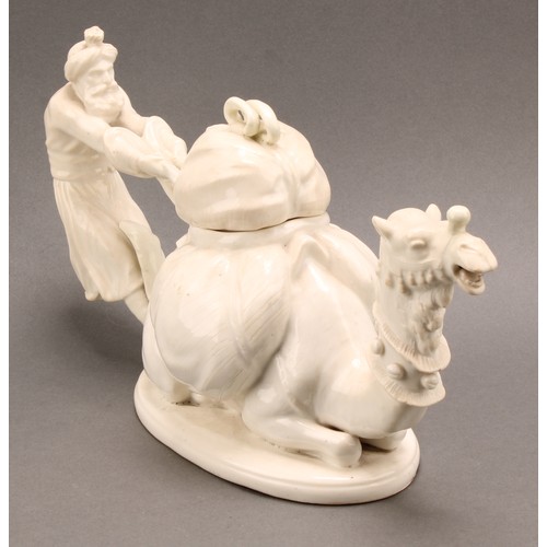 86 - A Moore Brothers blanc de chine figural teapot and cover, modelled as a reclining camel, the handle ... 