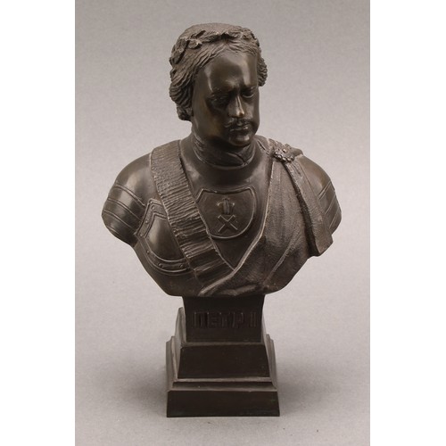 2554 - Russian School, a composed pair of cabinet bronze portrait busts, Peter I (Пётр I) and Catherine II ... 