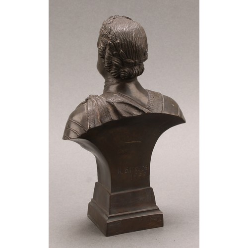 2554 - Russian School, a composed pair of cabinet bronze portrait busts, Peter I (Пётр I) and Catherine II ... 