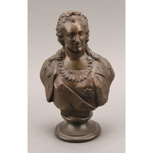 2554 - Russian School, a composed pair of cabinet bronze portrait busts, Peter I (Пётр I) and Catherine II ... 