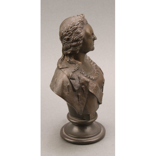 2554 - Russian School, a composed pair of cabinet bronze portrait busts, Peter I (Пётр I) and Catherine II ... 